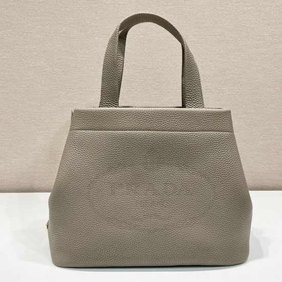 Bolso Tote Prada Con Logo Tallado Gris 1bc384