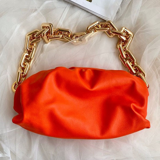 Bottega Veneta Bolso De Piel De Becerro Con Cadena Naranja B620230