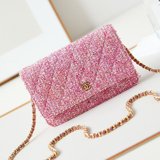 Cartera Chanel Clásica Con Cadena Rosa Ap0250