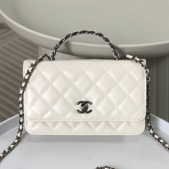 Cartera Chanel Con Cadena Blanca As96031