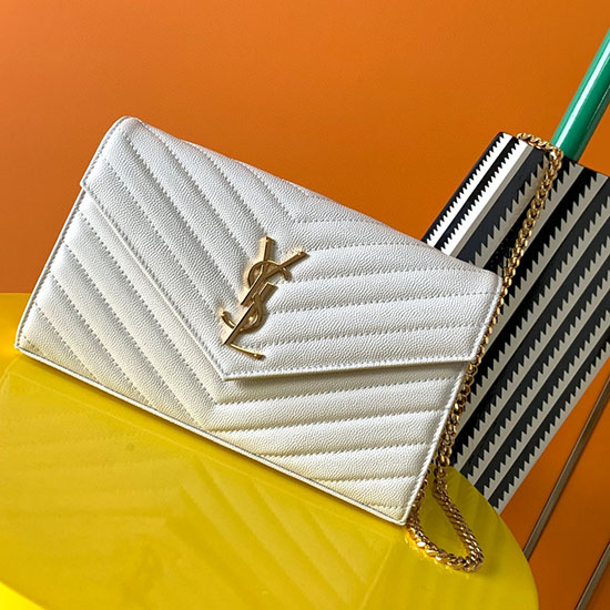 Cartera Con Cadena Saint Laurent Blanco 360452