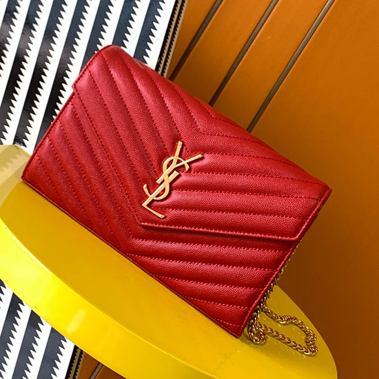 Cartera Con Cadena Saint Laurent Rojo 360452