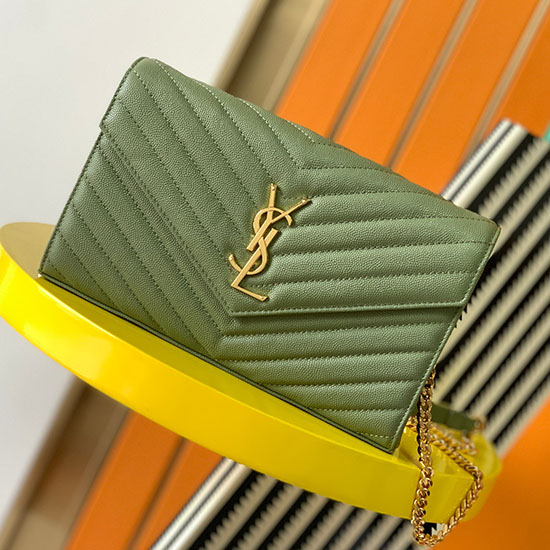 Cartera Con Cadena Saint Laurent Verde 360452