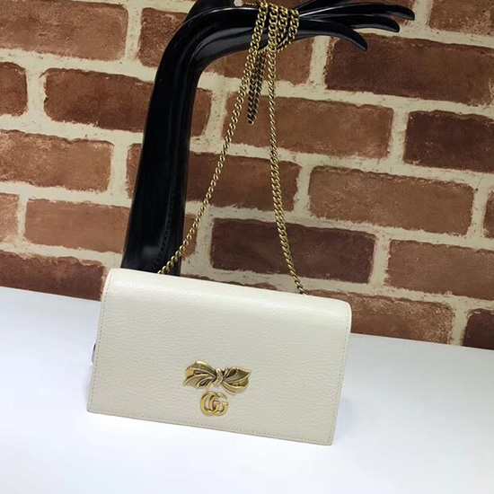 Cartera De Cadena De Cuero Gucci Blanco 524293