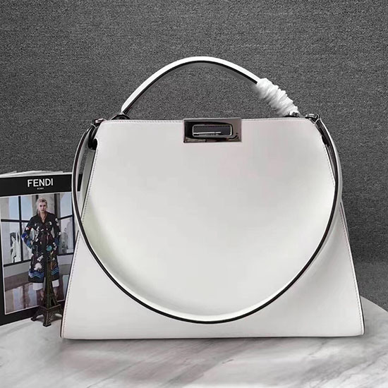 Fendi Bolso Tote Peekaboo Blanco Cuero Original F280504