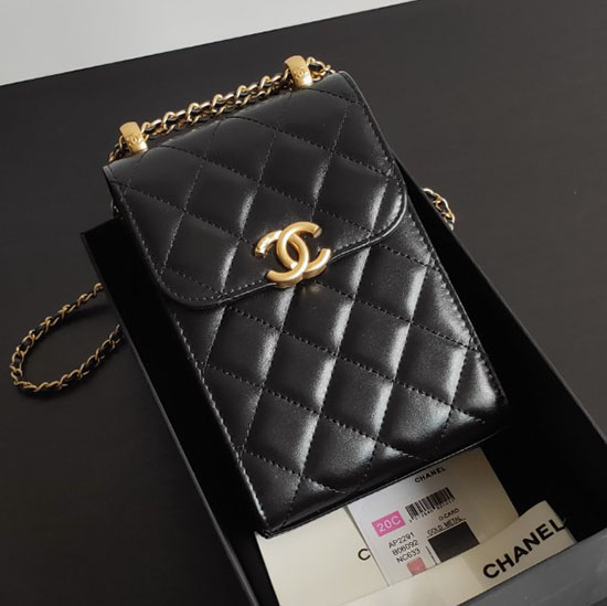 Funda Para Teléfono Chanel De Piel De Becerro Brillante Ap2291