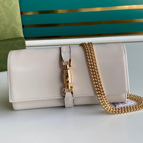 Gucci Jackie 1961 Cartera De Cuero Con Cadena Blanco 652681