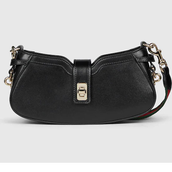 Gucci Mini Bolso De Hombro De Cuero Con Lado Lunar Negro 786015