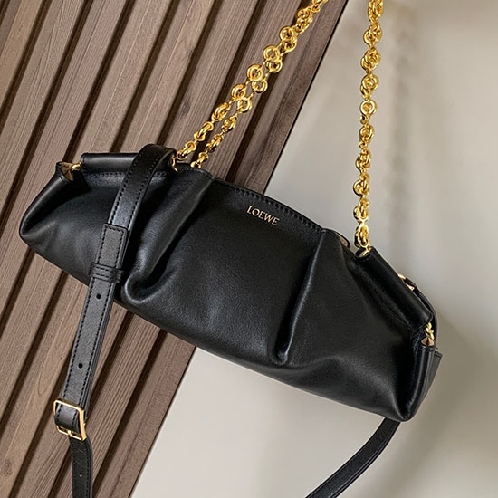 Loewe Paseo Bolso Bandolera Pequeño De Piel Con Cadena Negro L9022