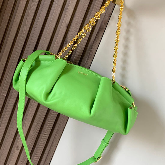 Loewe Paseo Bolso Bandolera Pequeño De Piel Con Cadena Verde L9022