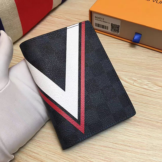 Louis Vuitton Funda Para Pasaporte De Lona Damier Grafito Rojo N60101