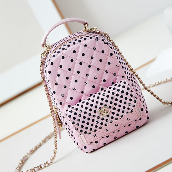 Mini Mochila De Tela Chanel Ap3753 Rosa