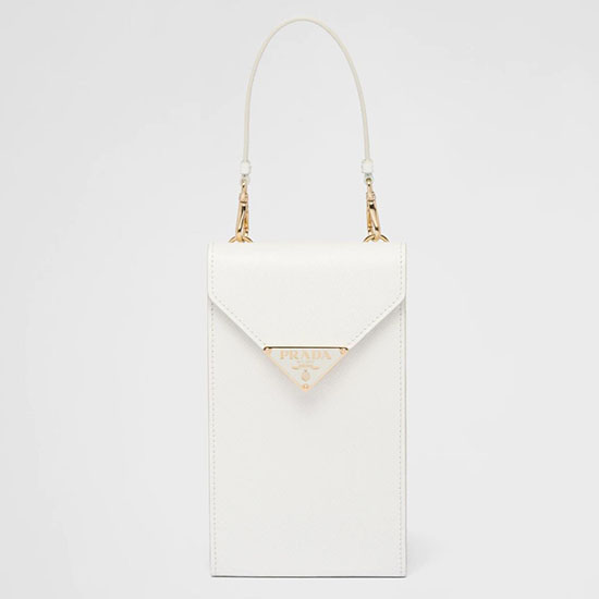 Minibolso Prada De Piel Saffiano Blanco 1bp050