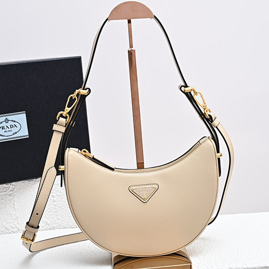 Prada Bolso De Hombro Arque De Cuero Beige 1bc194