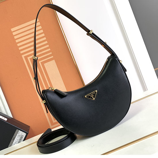 Prada Bolso De Hombro Arque De Cuero Negro 1bc194