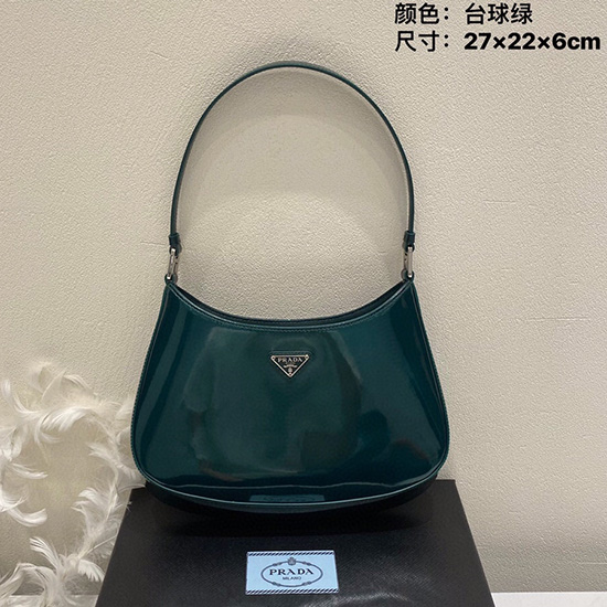 Prada Bolso De Hombro Cleo De Cuero Cepillado Verde 1bc499