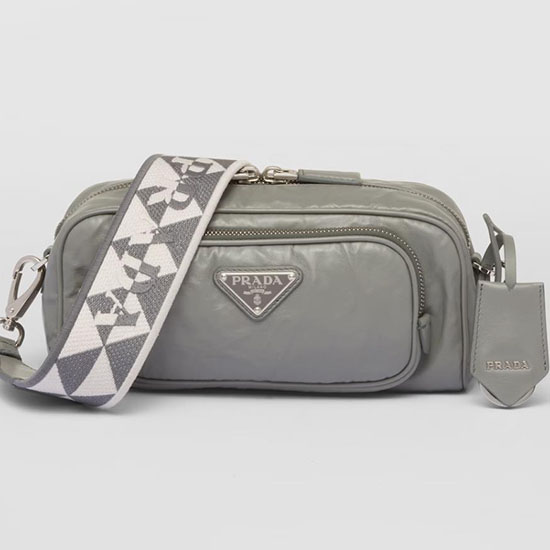 Prada Bolso De Hombro Con Múltiples Bolsillos Gris Pizarra 1bh198