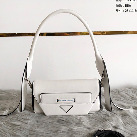 Prada Bolso De Hombro Manuelle De Cuero Blanco 1bd166