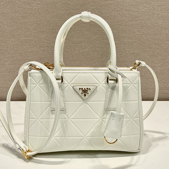 Prada Bolso De Mano De Cuero Saffiano Blanco 1ba896