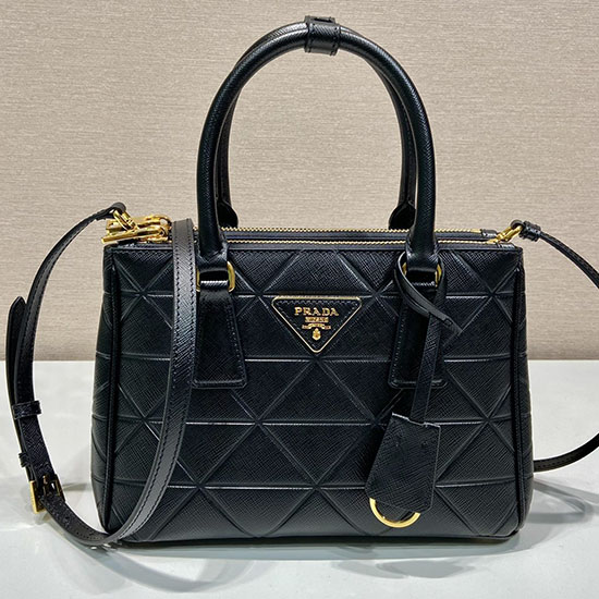 Prada Bolso De Mano De Cuero Saffiano Negro 1ba896