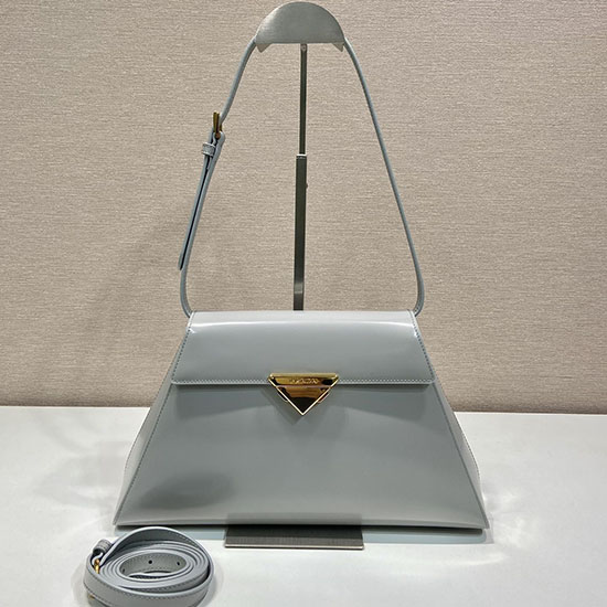 Prada Bolso Grande De Cuero Cepillado Gris 1bd342