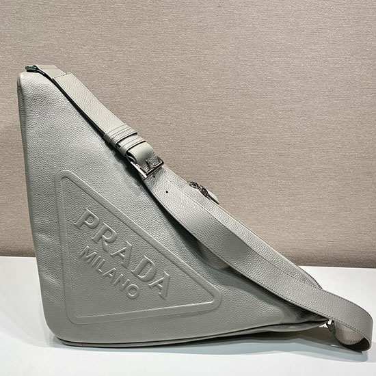 Prada Bolso Triangular Grande De Cuero Gris 2vy007