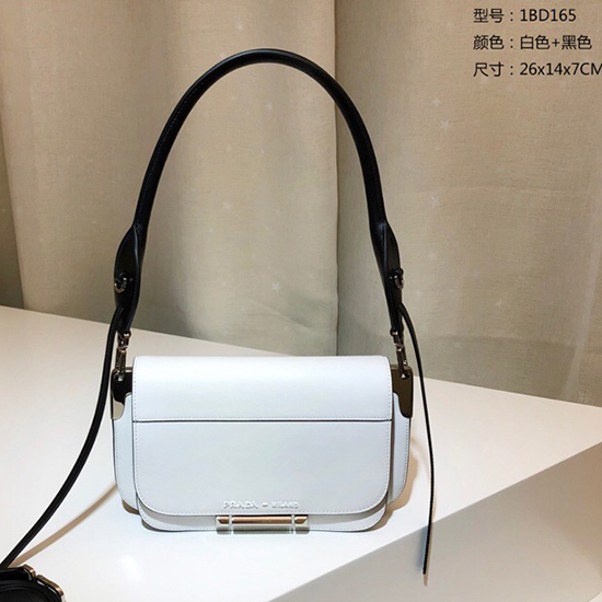 Prada Sybille Bolso De Hombro De Cuero Blanco 1bd165