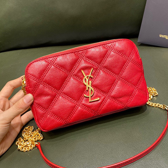 Saint Laurent Becky Bolso Con Doble Cremallera Rojo 608941