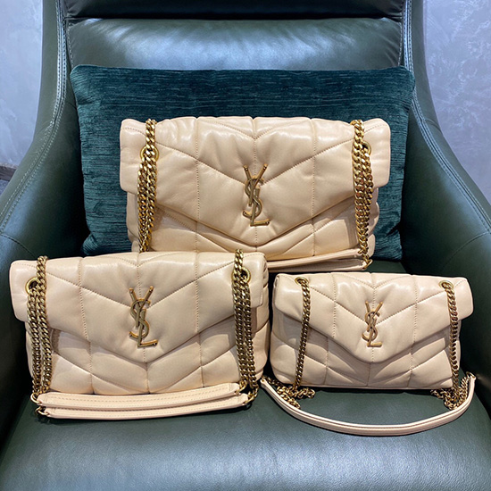 Saint Laurent Bolso Acolchado Loulou Mediano Beige 577475