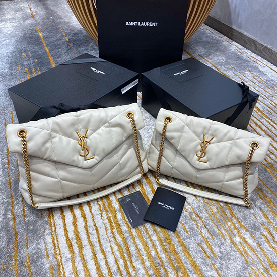 Saint Laurent Bolso Acolchado Loulou Mediano Blanco 577475