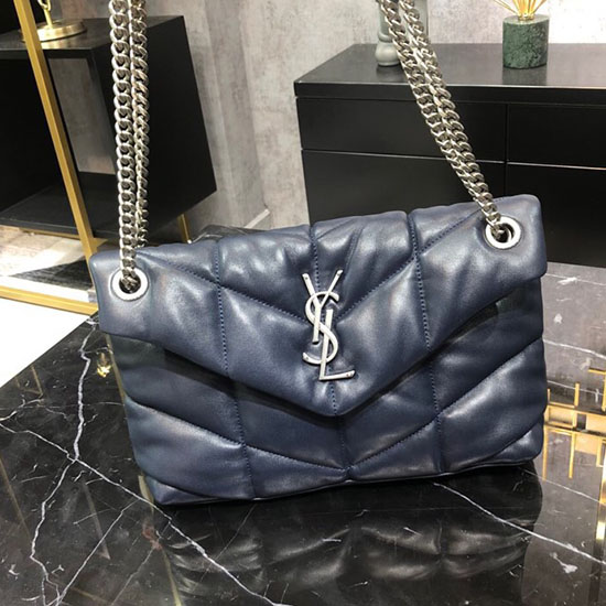 Saint Laurent Bolso Acolchado Loulou Pequeño Azul 577476