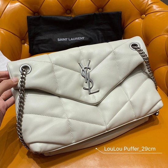 Saint Laurent Bolso Acolchado Loulou Pequeño Blanco 577476