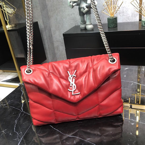 Saint Laurent Bolso Acolchado Loulou Pequeño Rojo 577476