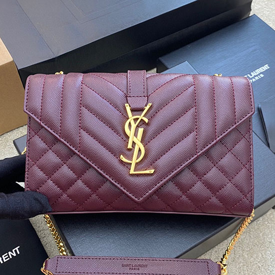 Saint Laurent Bolso De Hombro Tipo Sobre Pequeño Burdeos 526286