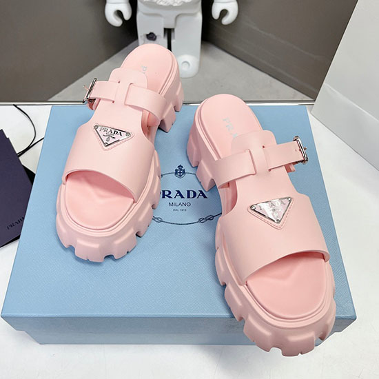 Sandalias Prada Con Cuña Y Plataforma Rosa Sdp051405