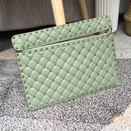 Valentino Garavani Bolso De Mano Rockstud Con Pinchos Verde V0177