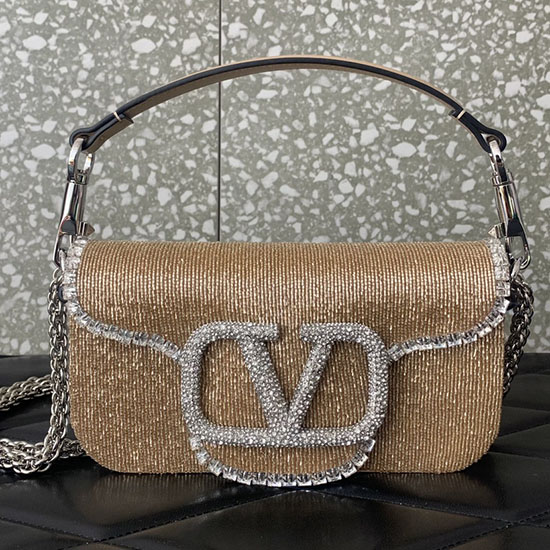 Valentino Loco Bolso Bandolera Pequeño Bordado Beige V5032