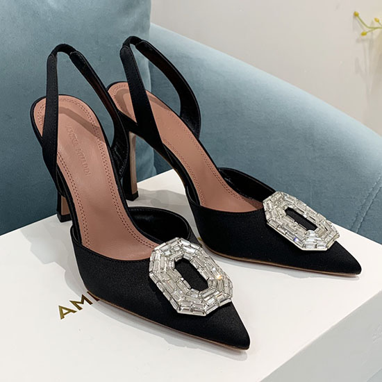 Amina Muaddi Satin Camelia Slingback Pumput Am12