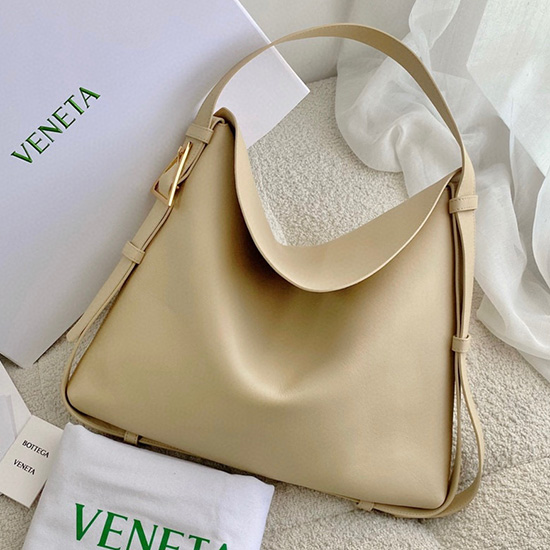 Bottega Veneta Keskikokoinen Kehto Nahkainen Olkalaukku Beige 680058