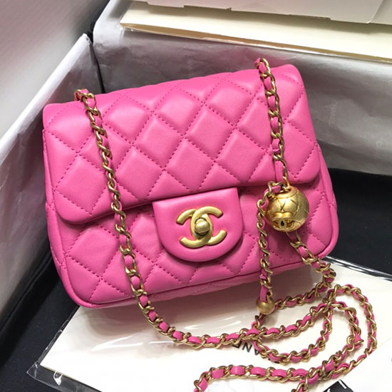 Chanel Lampaannahkainen Läppälaukku Pinkki As1786