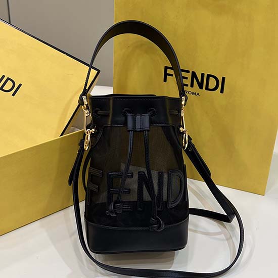 Fendi Mesh Tresor ämpärilaukku Musta F8361