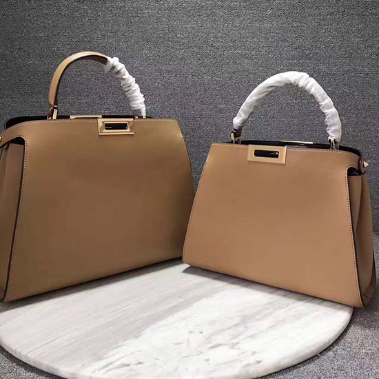 Fendi Peekaboo Kantolaukku Beige Alkuperäinen Nahka F280504