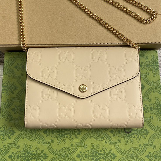 Gucci Gg Nahkaketjulompakko Beige 781555