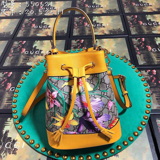 Gucci Ophidia Gg Flora Pieni ämpärilaukku Keltainen 550621