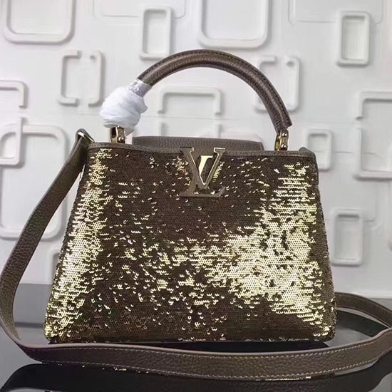 Louis Vuitton Paljetteilla Kirjonta Capucines Bb Kultaa M94586