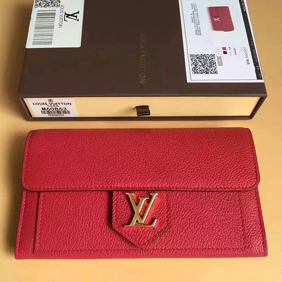 Louis Vuitton Pehmeä Vasikkanahkainen Lockme-lompakko Punainen M60862