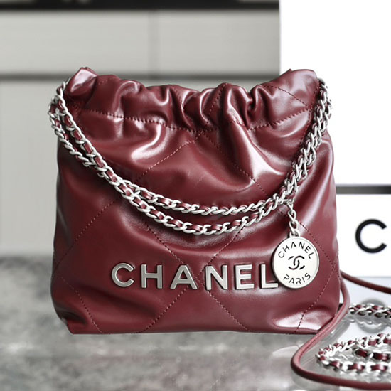 Mini Chanel 22 Käsilaukku Burgundy As3980