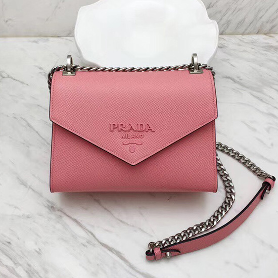 Prada Yksivärinen Saffiano Nahkalaukku Terälehti Pinkki 1bd127