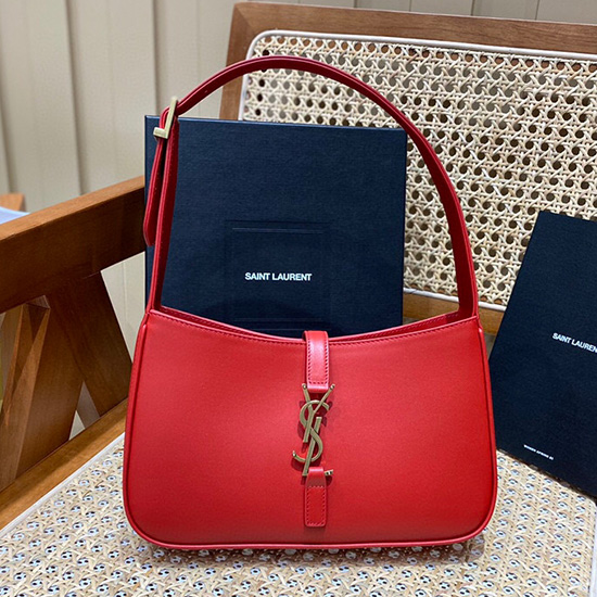 Saint Laurent Monogrammi Sileä Nahkainen Hobo Laukku Punainen 657228