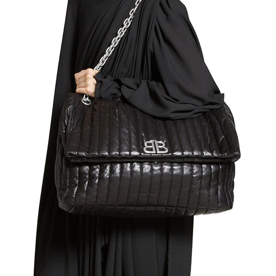 Balenciaga Sac Monaco Matelassé à Grande Chaîne Noir B765933